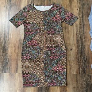 NEW LULAROE SIMPLY COMFORTABLE Kaleidoscope T-Shirt Pencil Dress XL